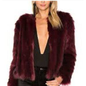 CUPCAKES & CASHMERE Snyder Merlot Faux Fur Coat XS